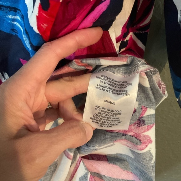 NWOT Donna Morgan Red & Blue Abstract One Shoulder Ruffle Midi Dress 14 - Picture 5 of 8